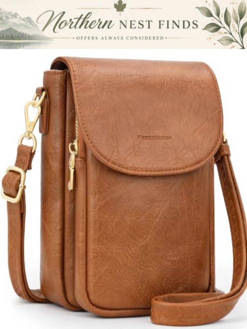 Vegan Leather Crossbody Bag for Women RFID Phone Purse